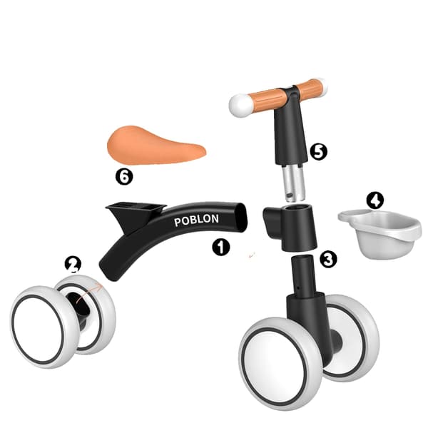 Balancecykel, Firehjulsdesign, Egnet til Indendørs og Udendørs Brug,sort