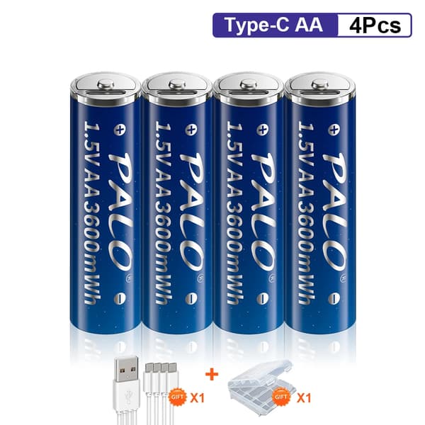 Uppladdningsbara Batterier, 1.5V Litiumjon, Hög Kapacitet,4AA