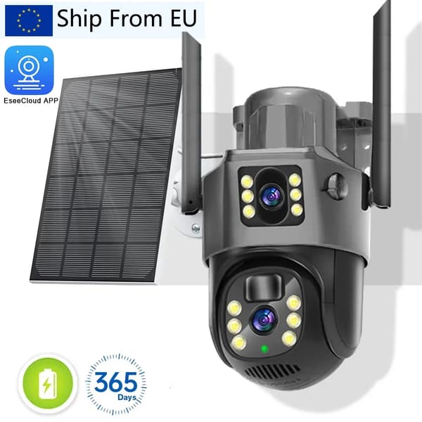 Utomhus säkerhetskamera, solenergi, HD dubbellins,1Pcs WIFI Solkamera