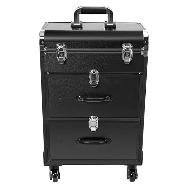Makeup Case, Multi-lags Design, Teleskopisk Trækstang,sort