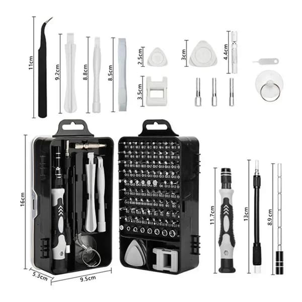 Precision Magnetisk Skruvmejselset, 115 Multifunktionella Bits, Kompakt Design,svart
