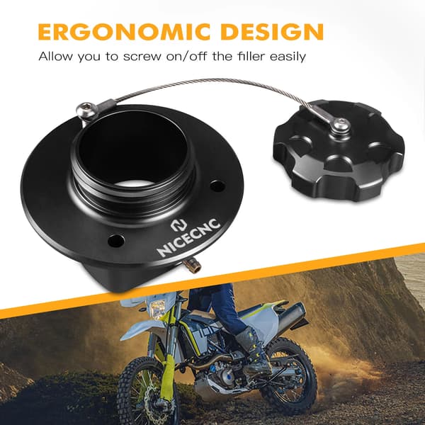 Bränsletanklock, Ergonomisk Design, Lättviktsaluminium, Svart