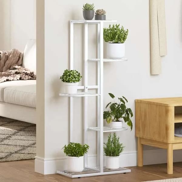Växtställ, 5-nivådesign, modern metallstil,VIT