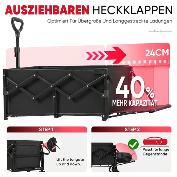 Håndvogn, 100 kg kapacitet, sammenfoldeligt design,sort