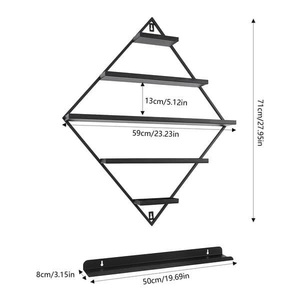 Neglelak Rack, 5 Niveauer, Pladsbesparende Vægmonteret Design,sort