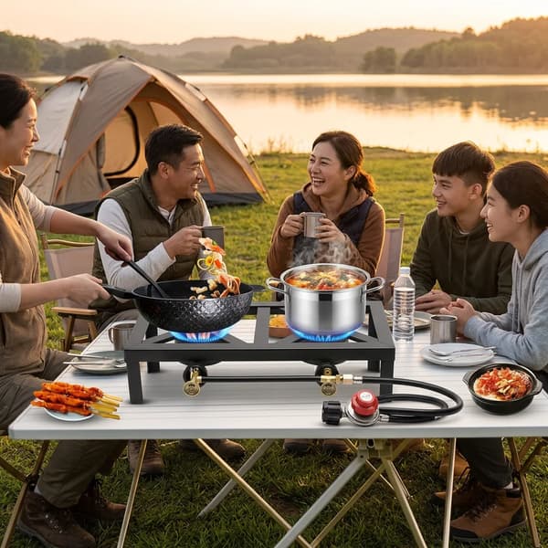 Camping Gasblus, Dobbeltbrænder, Bærbart Design,Dobbelt kontrol