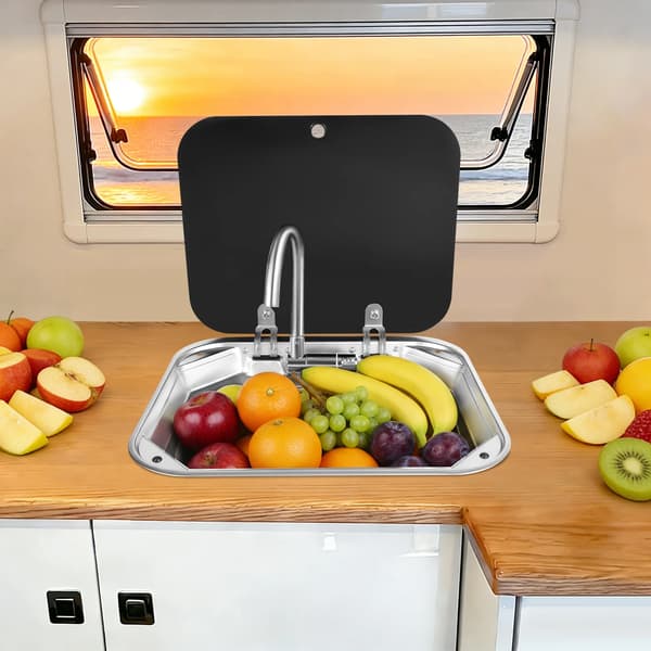 RV Vask, Rustfrit Stål Konstruktion, Multifunktionelt Design,SØLV