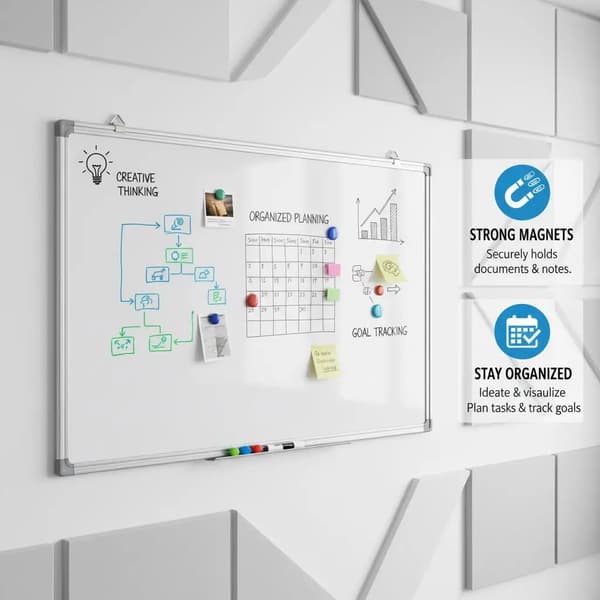 Whiteboard, Magnetisk Overflade, Aluminiumramme,hær grøn