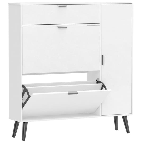 Sko Skab, Slankt Design, Multi-Zone Opbevaring,HVID