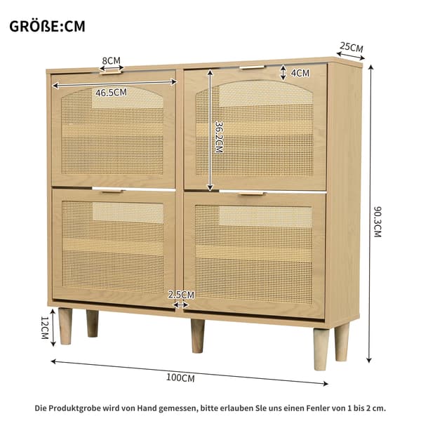 Sko Skab, Multifunktionelt Design, Åndbare Rattan Døre,Koreansk stil