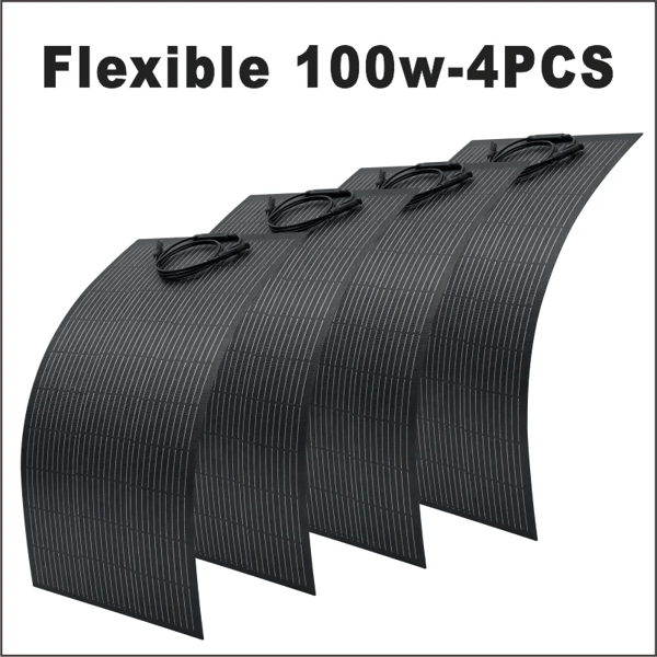 Solpanel, Fleksibelt Design, Høj Effektivitet,4PCS 100W