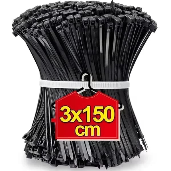 Nylon Kabelbindere, Selvlåsende, Genanvendelige,2000stk-b, Sort(3x150mm)-a