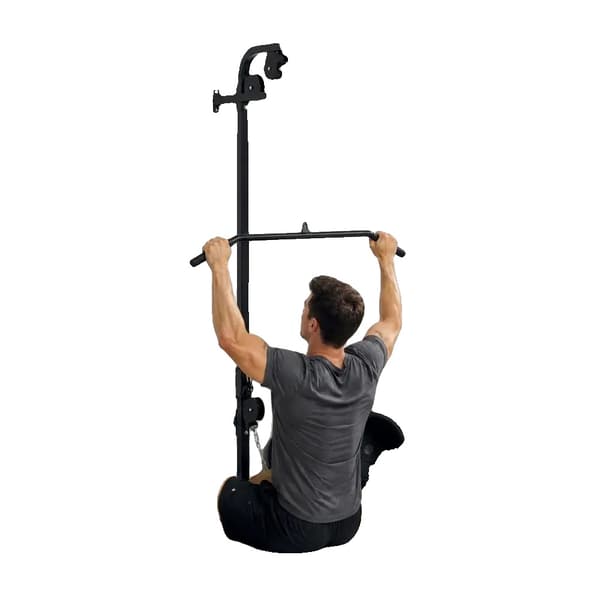 Lat Pulldown Torn, Väggmonterad Design, Inkluderar Dubbelblock,Svart