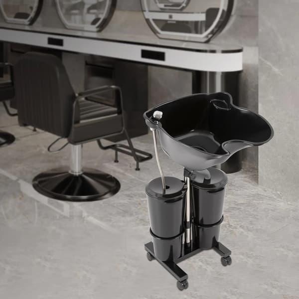 Shampoo Basin, Bærbar Design, Justerbar Højde,sort