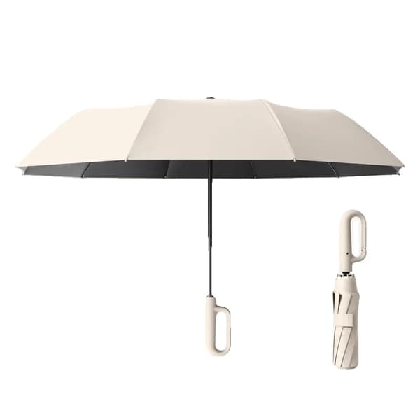 Paraply, Fuldautomatisk, Vind- og Regnresistent,Jern-d, 8K-d, beige-125CM