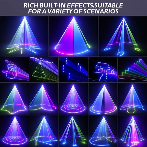 Laserbelysning, 3D-animation, flere kontroltilstande,EU stik, sort