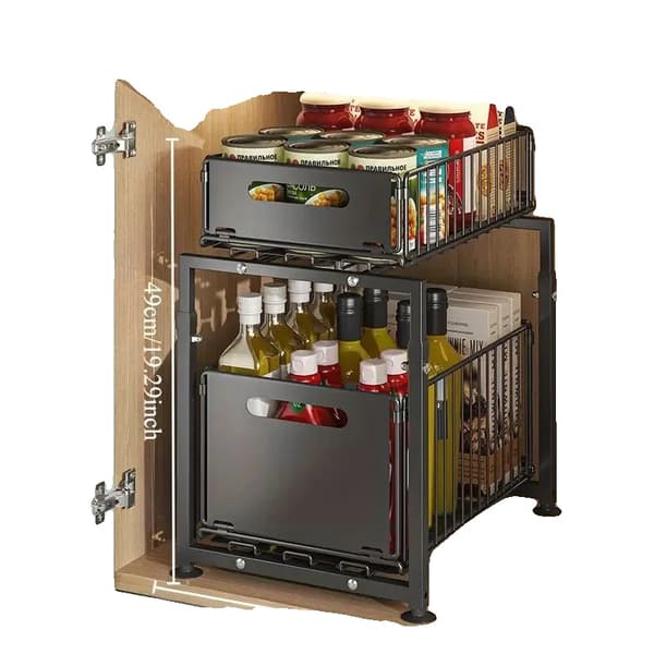 Køkkenopbevaringshylde, Holdbart materiale, Brugervenligt design,2-niveauer