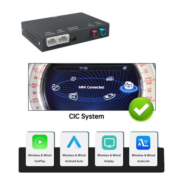 Langaton CarPlay ja Android Auto, Ääniohjaus, Kameratulo, Mini CIC