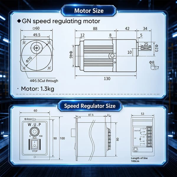 Motorhastighetsregulator, Justerbar Hastighet, Kompakt Design,svart