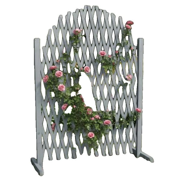 Trädgårdsgaller, Konstruktion av granträ, Fällbar dragspelsdesign,Ljusgrå