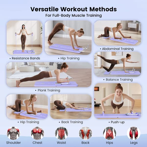 Pilates Board, Helkrops Workout, Automatisk Rebound System,LILLA