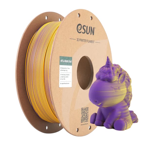 3D-printer filament, mat finish, dual farvekapacitet,Lilla Gul