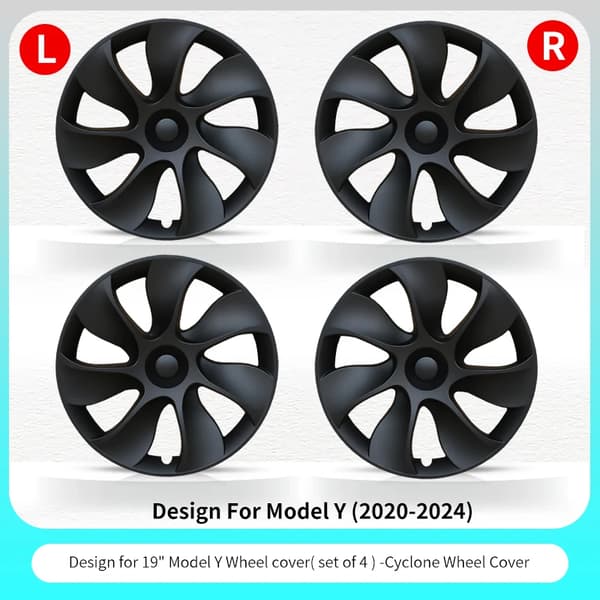 Hjulnav, Cyclone Stil Design, Nem Installation,Cyklon Stil Sort, Tesla, 2020-2024