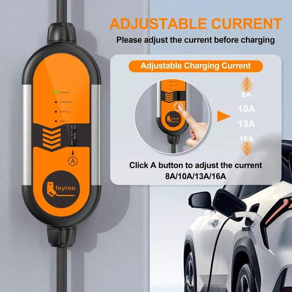 EV Bærbar Oplader, Type 2 Kompatibilitet, Justerbar Opladningsstrøm,Type2