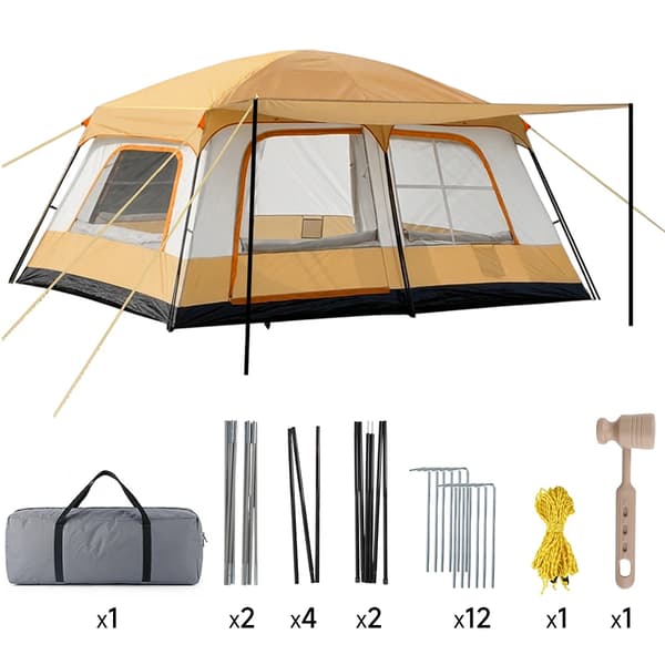 Campingtält, Två Sovrum, Vattentät Skydd,kakhi