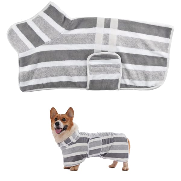 Hundebadehætte, Blødt Materiale, Justerbar Mavebånd,Grå-b, M-b