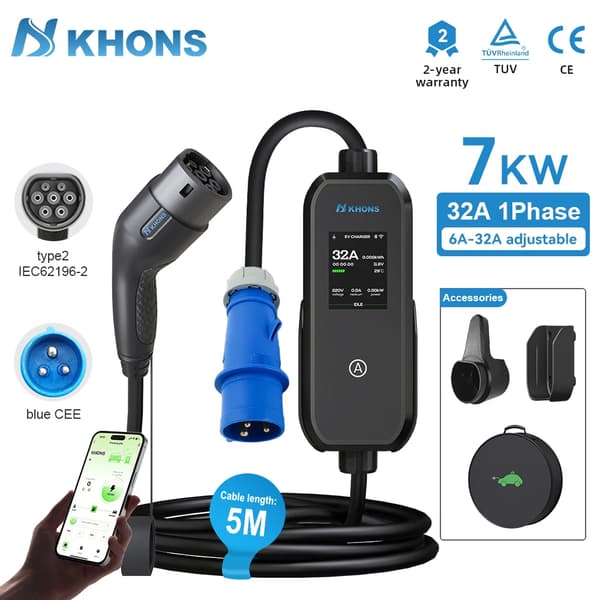 EV-laddare, 7 kW effektuttag, smart kontroll,7kw