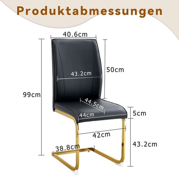 Spisestole, Ergonomisk Design, Let at Rengøre Materiale,sort-guld ben-2stk