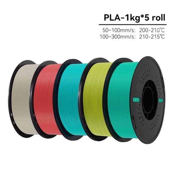 3D-printer filament, PLA-material, nem at bruge,5Rulle MIX Farve D