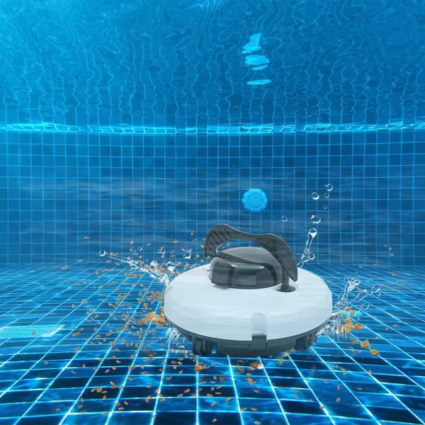 Pooldammsugare, Sladdlös drift, Automatisk väggdetektering,Vit, Elektrisk