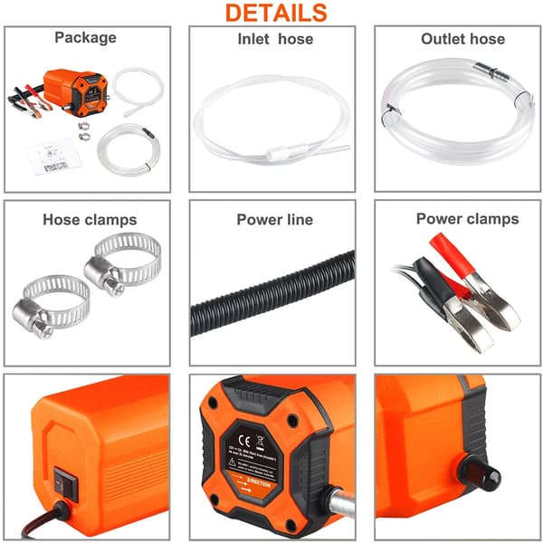 Oljeutvinningspump, 12V DC, Lättviktsdesign,Orange