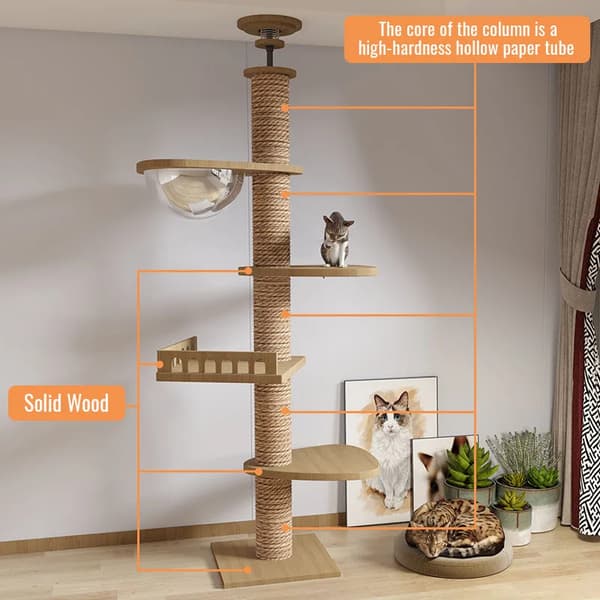 Kattträd, Solid Trä Konstruktion, Flera Nivåer Design,GUL