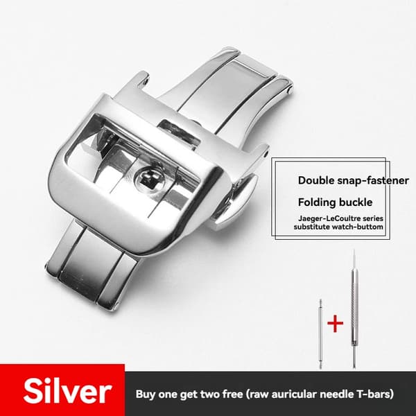 Klockspänne, Rostfritt Stål, Fjärilslås,Silver, 16mm