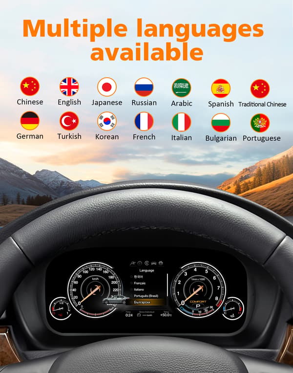 Carplay, Dashboard Display, 1920 x 720 pixels, Højkvalitets LCD, Kompatibel med BMW 3 Series E90 E91 E92 E93 2005-2012