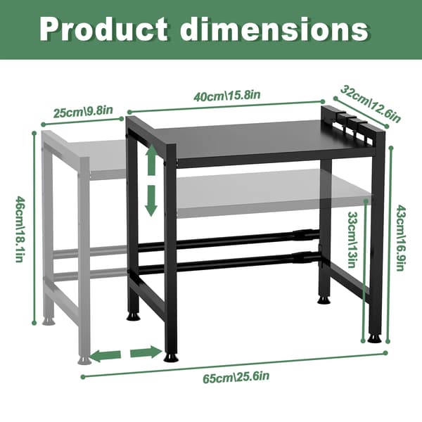 Mikrobølgeovn Rack, Udvideligt Design, Multi-Niveau Opbevaring,2 Tier-Sort