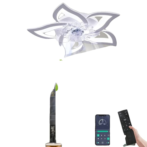Takfläkt, Smart Kontroll, Dimbar LED-lampa,VIT