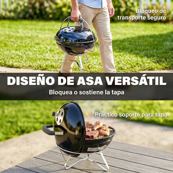 Kulgrill, Kompakt Design, Justerbar Ventilation,sort