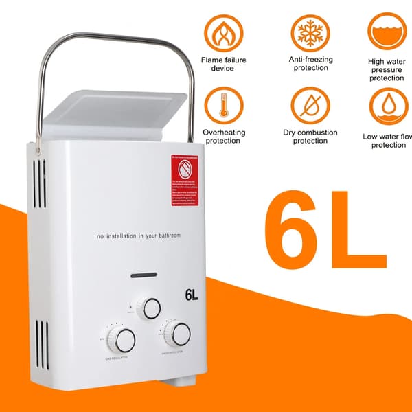Varmvattenberedare, utan tank, för utomhusbruk,6L