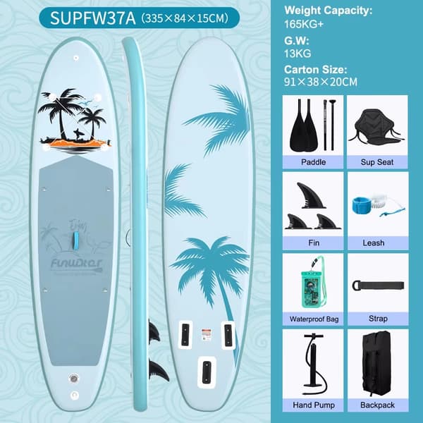 Uppblåsbar Stand-Up Paddleboard, Hållbart Material, Mångsidig Användning,335*84*15cm