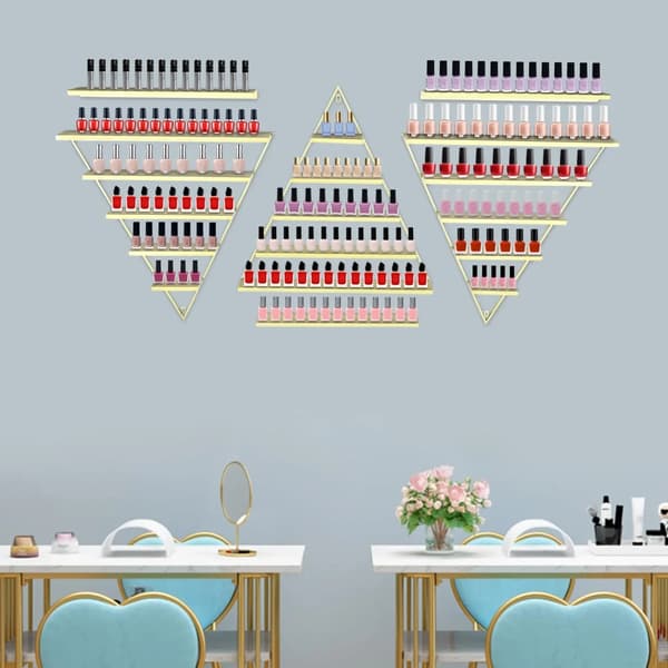 Nagellackställ, Väggmonterad Design, Modern Järnkonstruktion,Guld