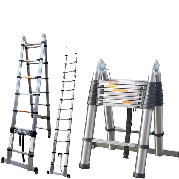 Teleskopstige, 5m højde, 150kg kapacitet,2.5M+2.5M(Rustfrit Stål)