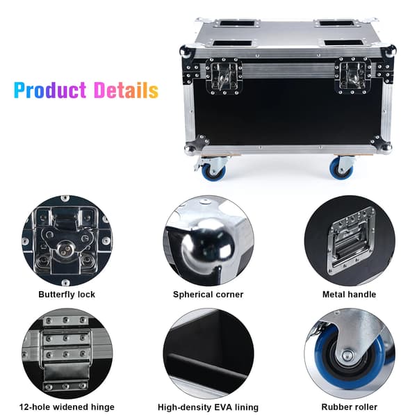 Flight Case, Indbyggede Hjul, Kraftig Beskyttelse,Sort
