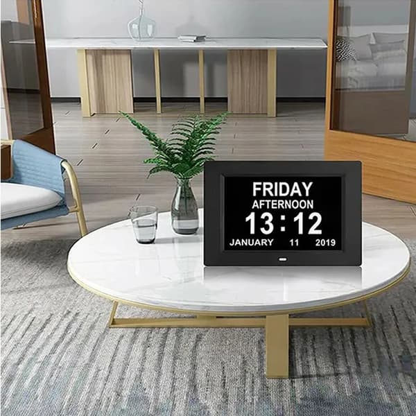 Digital vækkeur, flersproget display, 12 alarmer,Sort