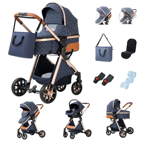 Barnvagn, Lättviktig, Fällbar Design,LV9 BLÅ