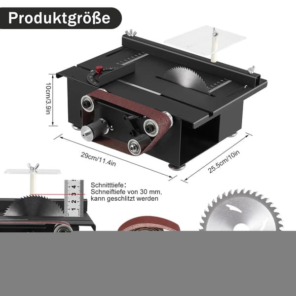 Mini Bordsåg, 4 Blad, Kompakt Design,svart