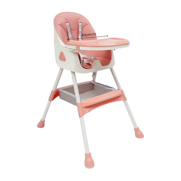 Hög stol, Justerbar bricka, Mångsidig design,Rosa